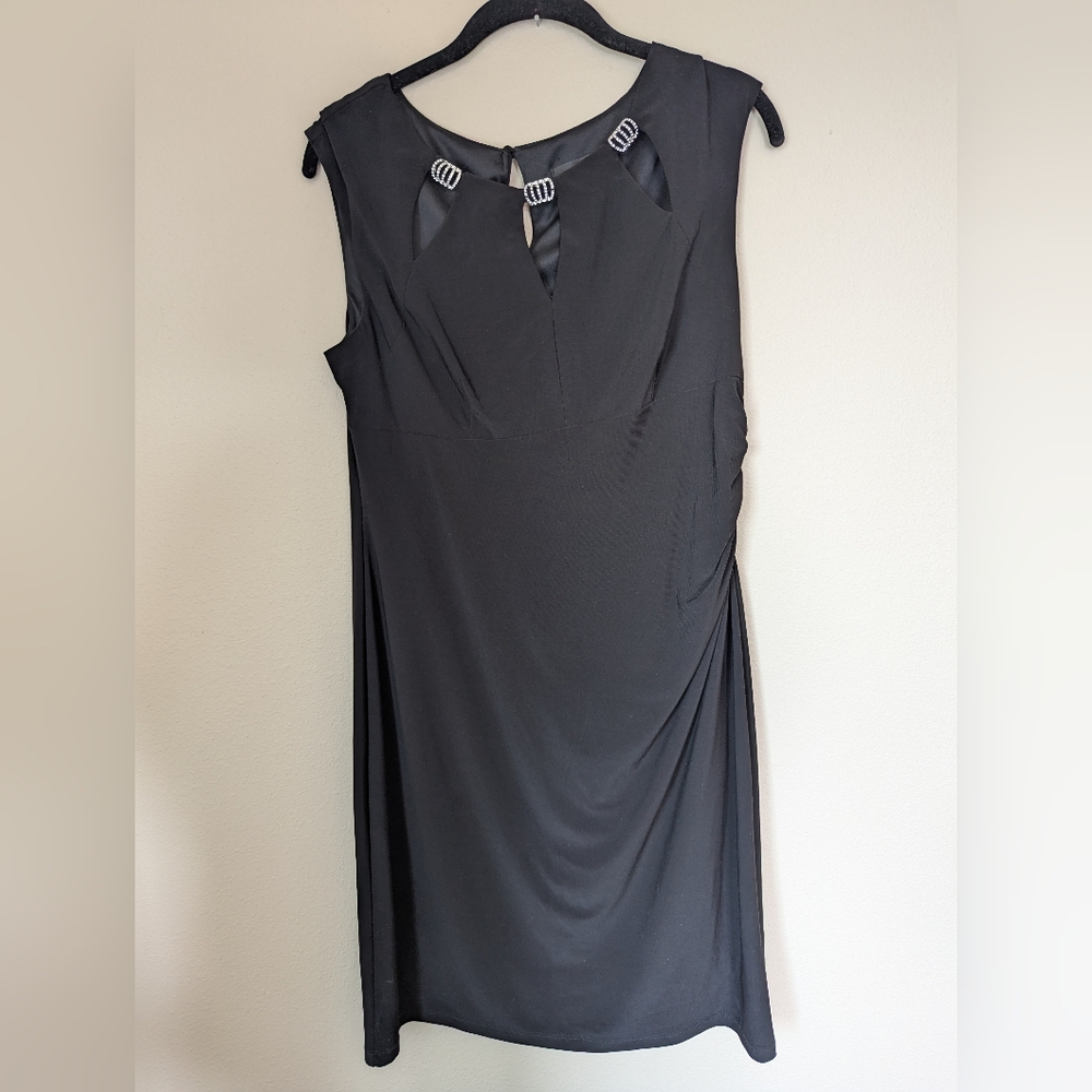 Scarlett Black Mini Cocktail with Embellished Neckline Size 12